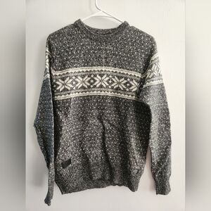 Black Chocolate Fair Isle Lambswool Sweater Size Small